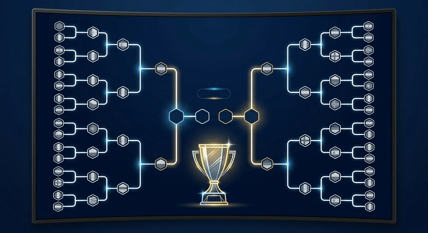Stylized Knockout-Bracket-Visualiséierung um WM 2026